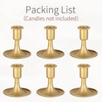 Gold Taper Candle Holder Vintage: Small Candle Sticks Holder Decor Brass Candlestick Holders for Home Dinning Table Wedding Centerpiece Holiday Party Chrismas Mantel Set of 6