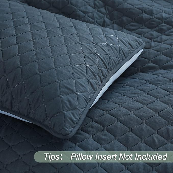 Exclusivo Mezcla Reversible Twin Quilt Bedding Set with Pillow Sham, Lightweight Quilts Twin Size, Soft Bedspreads Bed Coverlets for All Seasons - (Navy Blue, 68"x88")