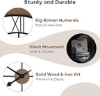 Wall Clock for Living Room Decor, 18'' Big Clock for Office, Rustic Wall Clocks Battery Operated, Distressed White Roman Numeral Clock, Round, Wood