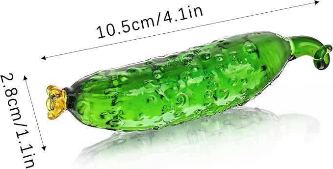 Handmade Crystal Cucumber Figurine Glass Cucumber Fruit Collectible Paperweight for Home, Kitchen, Desktop Decor