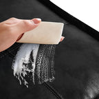 Leather Ottoman,Handmade Stuffed Square Ottoman,Genuine Leather Pouf, Foot Rest Pouf,Comfortable Soft Seating for Living Room & Bedroom (Black, Square)