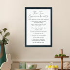 LuZhiQiang The Ten Commandments Wall Art Decor 16"×11" Bible Verse 10 Commandments Sign Motivational Positive Quotes Wood Framed Wall Hanging (Black)