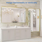 WEER Gold Bathroom Mirror, 50X30 Inch Brushed Gold Metal Frame Mirror, Rounded Rectangle Gold Bathroom Vanity Mirror for Wall, Tempered Glass, Anti-Rust, Hangs Horizontally or Vertically