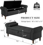 Storage Ottoman Bench for Bedroom, 63" End of Bed Bench with Rolled Arms Upholstered Ottoman Bench Fit for Bedroom, Living Room, Entryway, Linen Dark Gray