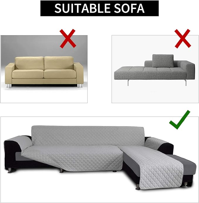 Easy-Going Sofa Slipcover L Shape Sofa Cover Sectional Couch Cover Furniture Protector Mat for Pets Dog Cat (X-Large, Light Gray/Light Gray)