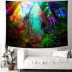Delur Forest Tapestry Tree of Life Tropical Rainforest Tapestry Wall Hanging Colorful Nature Landscape Mystical Psychedelic Spiritual Headboard for Bedroom Living Room Home Decor (51.2" x 59.1")