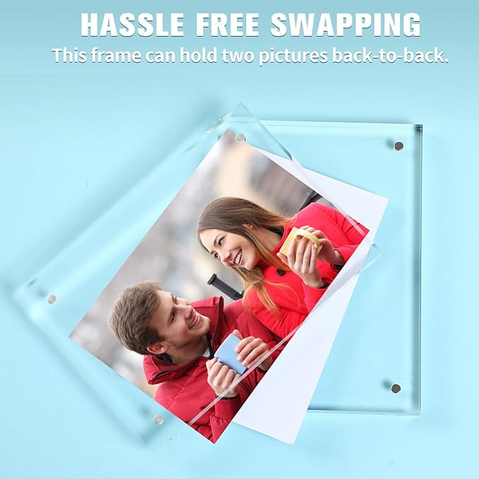 5 Pack 3.5 x 5 inches Acrylic Picture Frame Desktop Frameless Photo Frame Double Sided Transparent Acrylic Frame Clear Horizontal Magnetic Frame for Desk Desktop Display Pictures Holder