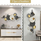 Lucky Monet Large Wall Decor for Living Room, Modern Metal Wall Art, 3D Textured Geometric Wall Sculpture 59"x24" Wall Hanging Decoration for Dinning Room Bedroom Entryway