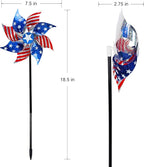 Hausse 10 Pack Reflective Pinwheels Patriotic Decorations, American Flag on Stick Wind Spinner with Stake for Independence Day, Memorial Day July of 4th Party Supplies, Scare Birds Repellent Devices