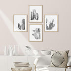 SIGNWIN Framed Black & White Saguaro Southwest Desert Tropical Cactus Wall Art, Set of 4 Floral Botanical Wall Decor Prints, Nature Wilderness Wall Décor for Living Room, Bedroom - 12"x16" Natural