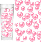 100PCS Pink Faux Pearls Beads for Centerpiece Vases, Vase Filler Faux Pearls, No Holes Filler Beads for Party Anniversary Valentine's Day Wedding Table Decor, 14/20/30mm