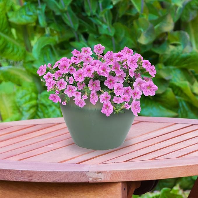 Sunnydaze Chalet Large Ceramic Plant Pot - Round Outdoor Glazed Ceramic Planter Pot with Drainage - Seafoam - 14.5"