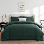 CozyLux King Size Comforter Set Forest Green, 7 Pieces Bed in a Bag, Green Comforter King Size, All Season Bedding Sets with Stitch Quilted Comforter, Flat Sheet, Fitted Sheet, Pillowcases