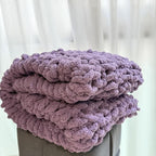 Chunky Knit Blanket Throw 40"x60", Chenille Throw Blankets, Handmade Warm & Cozy Blanket Couch Bed Home Decor, Soft Breathable Fleece Banket, Christmas for Couch Bed Sofa Best Gift (Purple)