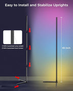 LED Corner Lamp, 65" RGB Corner Floor Lamp with 16 Million DIY Colors, 216 Dynamic Light Effects and Music Sync - App and Remote Control LED Lamp for Bedroom, Living Room, Gaming Room