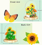 Sunflower Flower Bouquet Building Toy Mini Bricks Flowers Set Adult Botanical Collection Friends Set DIY Plants Bonsai Tree Valentine's Christmas New Year Birthday for Women