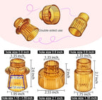 Double Sided Vintage Ribbed Taper Glass Candle Holders,Tea Candle Holder for Table Centerpieces, Wedding Decorations and Dinner Parties (Amber, 6 PCS)