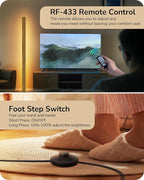 EDISHINE Wood LED Corner Floor Lamp, Modern Dimmable Light with Remote, Minimalist Standing Floor Lamps for Living Room, Bedroom, Office, 7 Color Temperature 2700~6000K, 48.43"