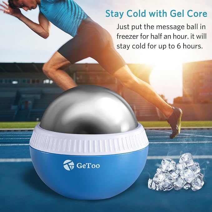 Cryosphere Cold Massage Roller Ball - 2.8 Inches Cryosphere Cold Roller for 6 Hour Cold Massage, Detachable Rolling Ball, Ice Roller Cryoball for Deep Tissue Massage, White and Blue