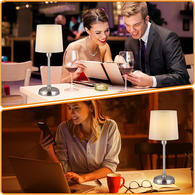 Cordless Small Table Lamp, 6000mAh Rechargeable Battery Powered,LED Touch Control Dimmable Bedside Operated Table Top,Light for Bedroom/Home/Restaurant/Entryway/Dining/Living Room(Brushed Nickel-High)