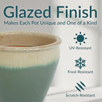 Sunnydaze Chalet Large Ceramic Plant Pot - Round Outdoor Glazed Ceramic Planter Pot with Drainage - Seafoam - 14.5"