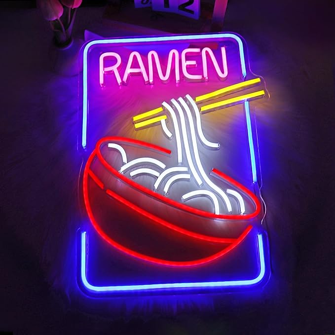 Neon Sign, Ramen Neon Signs for Wall Decor Neon LED Signs Room Neon Light Up Signs Home Decor for Business Restaurant Bedroom Club Party Bars Shop Decoration USB Operated