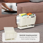 Bedside Caddy, Bed Organizer with 11 Pockets and Power Strip Holder,Versatile Bedside Storage Caddy for Home,Dorm,Bunk,Hospital,Crib Bed (2 Pack White)