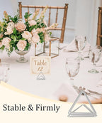 36 Pcs Triangle Table Number Holders - Rust-Resistant Metal Place Card Stands for Weddings, Office & Home Decor(Silver)