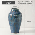 Blue Ceramic Vase for Home Decor,11.6 Inch Flower Vase，Decorative Vases for Pampas Grass，Modern Art Texture Vases for Home Entryway Living Room Dining Table Farmhouse Office Decor-Blue