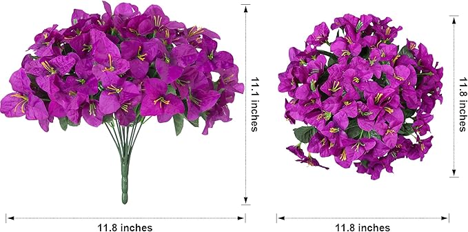 Fake Bougainvillea Artificial Flowers for Outdoors, 4 Bundles Realistic Fake Flower UV Resistant Silk Flowers for Outside, Faux Plants for Planter Patio Porch Window Garden Home Decoration (Purple)