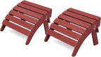 KINGYES Folding Adirondack Ottomans Set of 2 for Adirondack Chair, Red