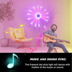 Firework LED Lights, 14pcs Firework LED Strip Lights, DC 5V Smart RGBIC Dream Color Changing Fireworks Lights, APP and Remote Control, Music Sound Sync Strip Light for Bedroom, Party, Festival