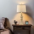 27.5" Vintage Farmhouse Table Lamps Set of 2 Bedside Lamp, 3 Way Dimmable Bedroom Lamps with 2 USB Ports +AC Outlet Touch Nightstand Lamp Rustic Lamp (Rotary-Antique Beige)