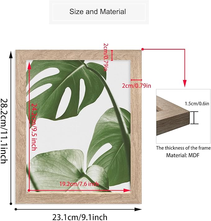HoozGee Framed Botanical Wall Art Prints Set of 6 Tropical Leaves Plant Leaf Canvas Print Wall Decor Green Wall Art Posters Bedroom Living Room Decor (Tropical Leaf Art, 8"x10" FRAMED)
