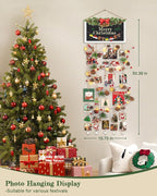 Bikoney Large Picture Board Picture Frames Collage Photo Hanging Display Wood Rustic Frames for Wall Decor and Dorm Room Decor with Blackboard Self Adhesive Hooks No Holes Drilling