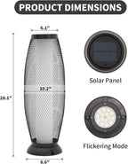Patio Solar Light Flickering Flame Solar Lamps Hollow Out Waterproof Outdoor Lantern Metal Decorative Lights for Deck Porch Yard