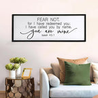Fear Not for I Have Redeemed You Sign Framed Wall Art, 40''×15'' Rustic Religious Christian Isaiah 43:1 Bible Verse Sign, Horizontal Holy Inspirational Catholic Scripture Decor