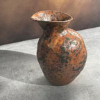 Rustic Pottery Ceramic Vase - Vintage Farmhouse Style Decor, White Grid Ceramic Vases for Home Decor, Modern Farmhouse Decor (Grey and green)