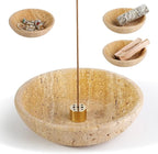 Koville Turkish Natural Travertine Incense Holder, 6" Incense Holders for Sticks, Sturdy Incense Burner Ash Catcher, Ideal for Meditation, Relaxing, Easy to Clean