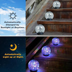Solar Garden Lights Outdoor Waterproof, 6 Pack Cracked Glass Ball Light, Ground Landscape Garden Decor, Solar Globe Decorative for Pathway/Patio/Lawn/Yard (Multicolor, 3.9")