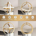 Modern Gold Dimmable LED Chandelier, 13 Inch Brushed Metal Globe Pendant Lights, Hanging Ceiling Light Fixture for Kitchen Island Living Room Room Dining Bedroom Hallway Entryway Foyer (3-Pack)