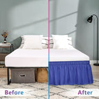 RIMELA Navy Bed Skirt King Size 18 Inch Drop, Blue Wrap Around Elastic Bedskirt, Dust Ruffle for Adjustable Bed Base, Soft Durable Fabric Machine Washable Easy to Install