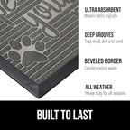 GORILLA GRIP 100% Waterproof All-Season WeatherMax Doormat US Designed Natural Rubber, Stain and Fade Resistant, Low Profile Indoor Outdoor Door Mats, Easy Clean Patio Mat, 17x29, Stone Paws