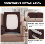 PrinceDeco Velvet Couch Cushion Cover Soft Stretch Cushion Slipcover for Chair Loveseat Sofa Cushion Furniture Protector Seat Cushion Sofa Cover (2 Piece Large Sofa Cushion Covers, Brown)