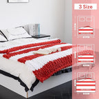 Chunky Knit Blanket - Luxury Soft Cozy 50 * 60 Throw Blanket,100% Woven Blanket Rope Knot Throw Blanket for Couch, Sofa, Home Decor, Gift - Machine Washable（White/Wine red）