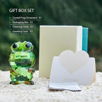 Crystal Frog Figurine - Art Glass Animals Desk Decor & Home Office Ornament, Handmade Collectible Gifts for Frog Lovers