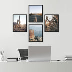 SIGNWIN Framed Cactus Desert Landscape Wall Art, Set of 4 Southwest Texas Arizona Saguaro Wall Decor Prints, Nature Wilderness Wall Décor for Living Room, Bedroom - 11"x14"x 4 Black