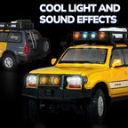 Toy Cars for Boys Diecast Cars 1 24 Scale Compatible with Land Cruiser LC80 Car Model Collectible,Pull Back Toy Car with Lights and Sounds,Toy Cars for Boys Age 4-7（Yellow）