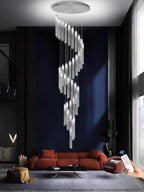 Chandeliers for Living Room 38-Lights Modern Crystal Light Extra Large Chandelier Light Fixture Entryway Foyer High Ceiling Chandelier Lighting with Sloping Ceiling