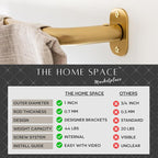 Blackout Curtain Rod Wrap Around Design - Adjustable 36-66 Inches - Wall/Ceiling Mount - Heavy Duty Metal - Room Darkening French Return Drapery Hardware - Modern Minimalist Bracket - Brushed Gold